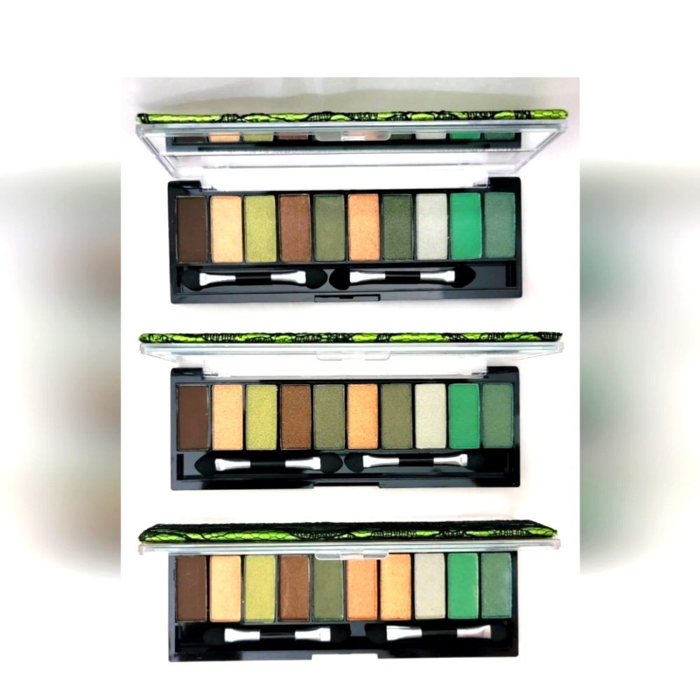 3 pk  palette HARD CANDY Top Ten Eyeshadow Collection GREEN WITH ENVY 526